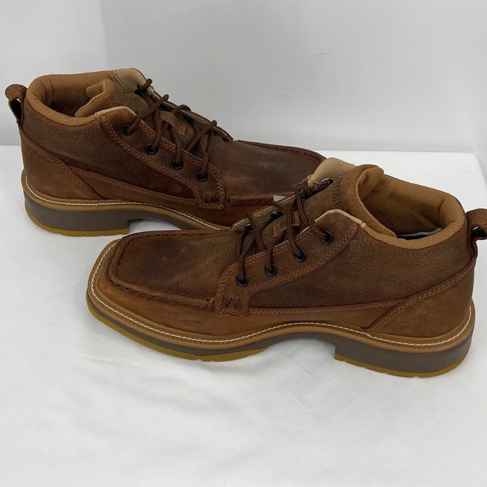 Wrangler Men's Brown Leather Chukka Moc Toe Boots SIZE 8 M NWT